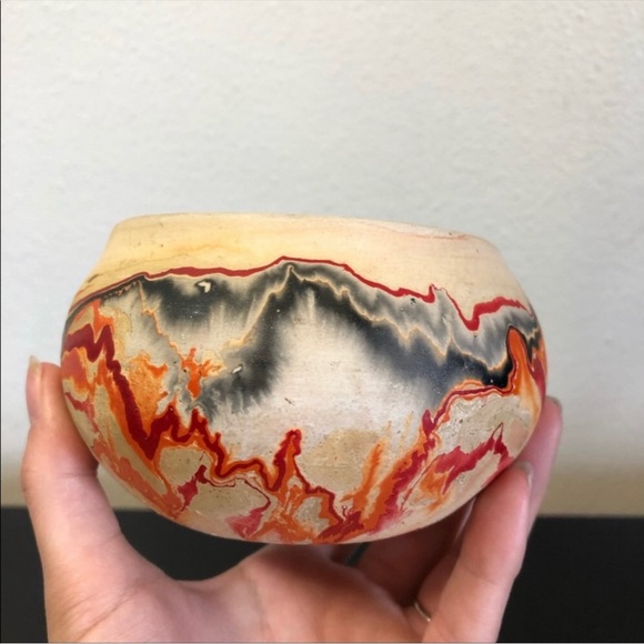 Vintage Nemadji Pottery Red Orange Native American Handmade Pottery - Picture 11 of 11
